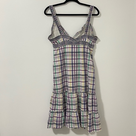 Aritzia | Talula Plaid Ruffle Cotton Midi Dress Sleeveless Small - Picture 3 of 7